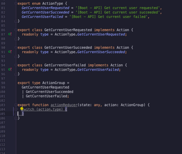 WebStorm automatic switch case generation for Action Type