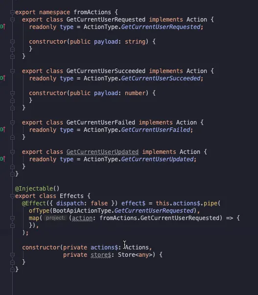 Using namespace for our actions